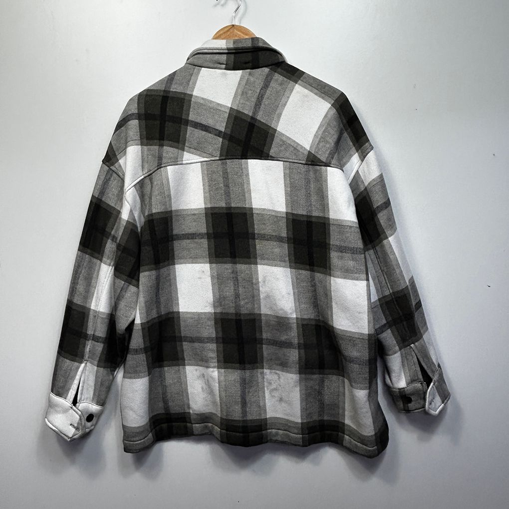 Prettylittlething Black White Check Cotton Shacket - Size 20