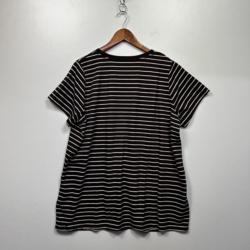 Yours Chocolate Plus Size Cotton Striped Top - Size 20