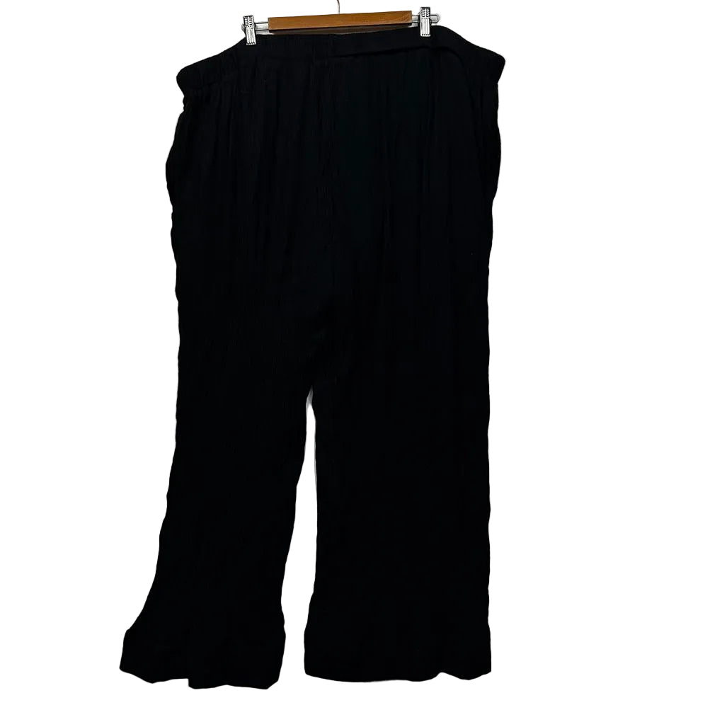 Virtuelle Black Crinkle Wide Leg Pants - Size 26