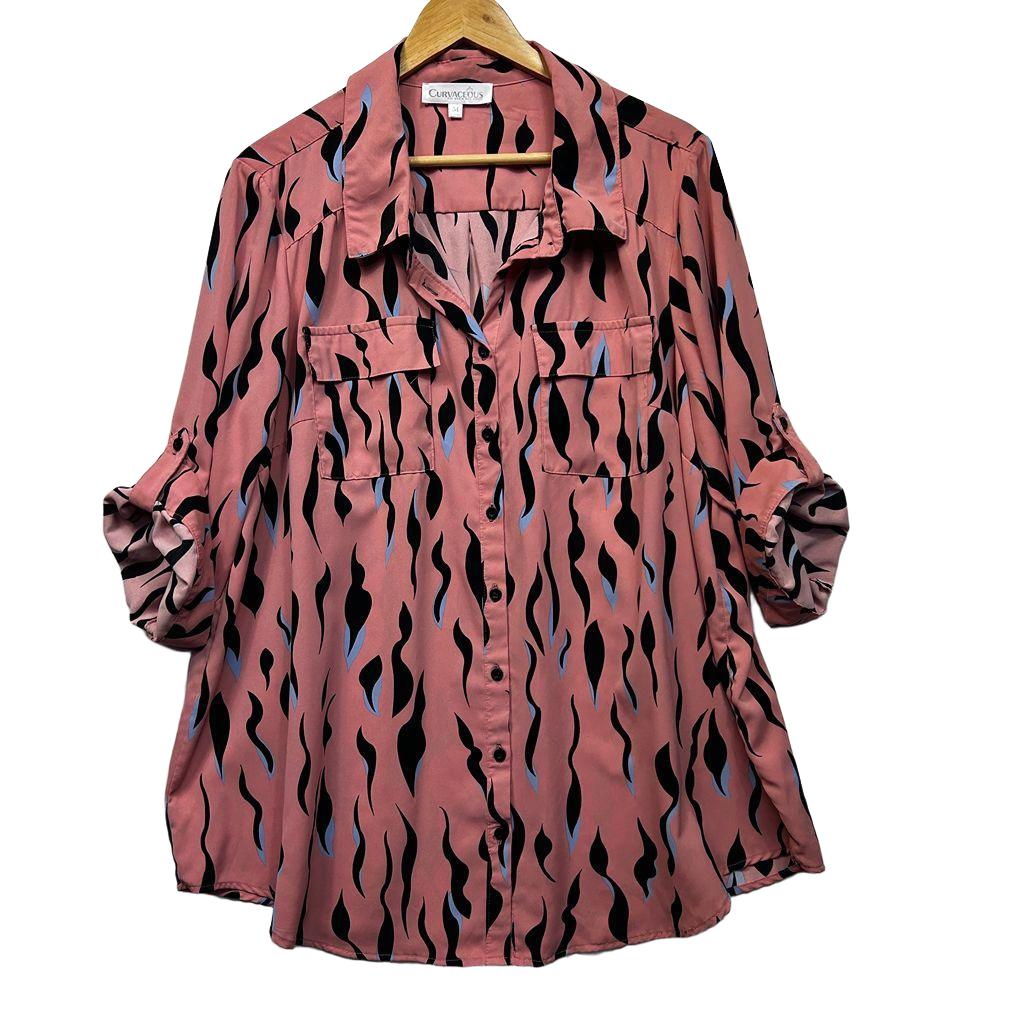 Curvaceous Print Shirt - Size M/18