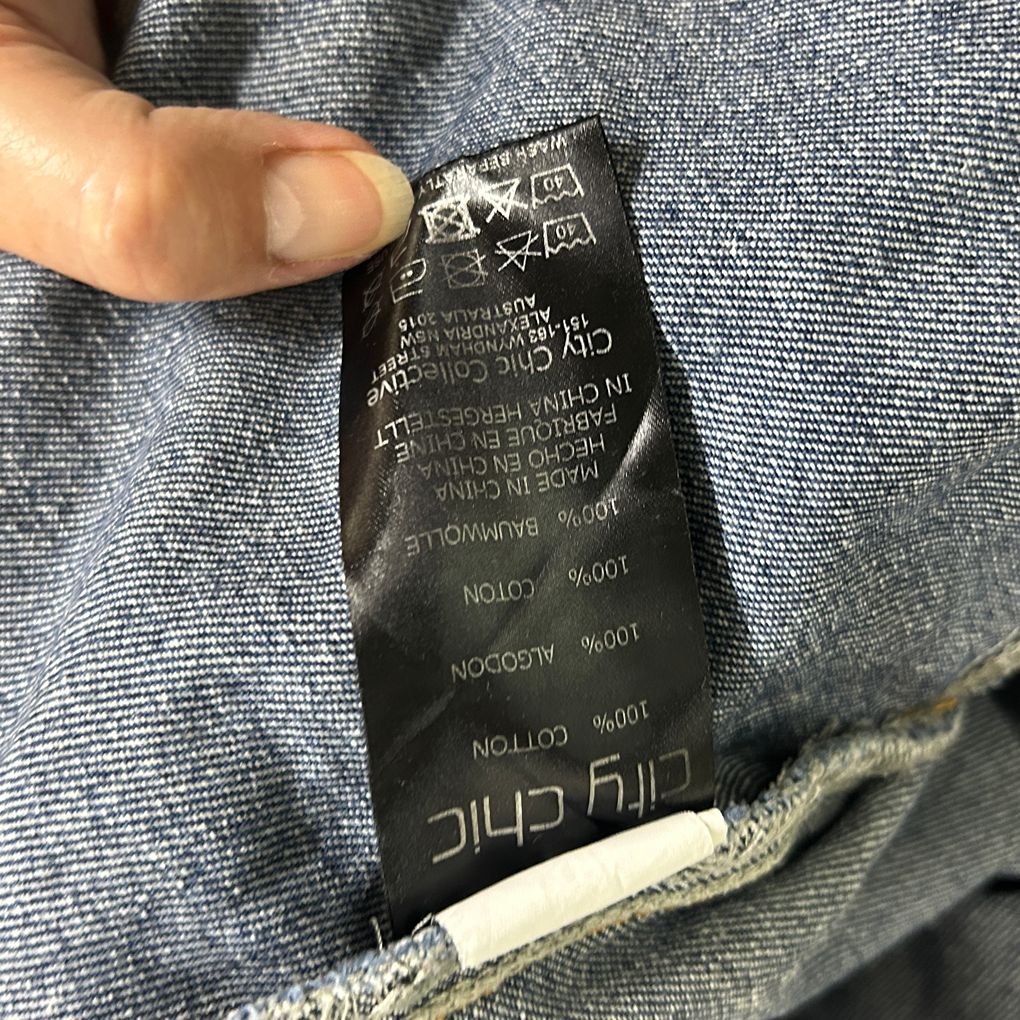 City Chic Blue Plus Size Cotton Denim Skirt - Size M/18