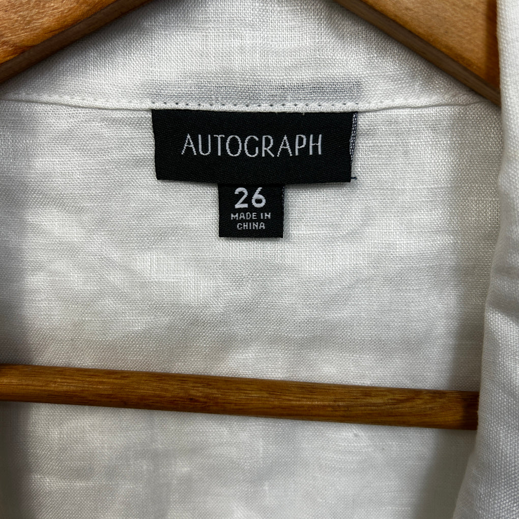 Autograph White Linen Sleeveless Shirt - Size 26