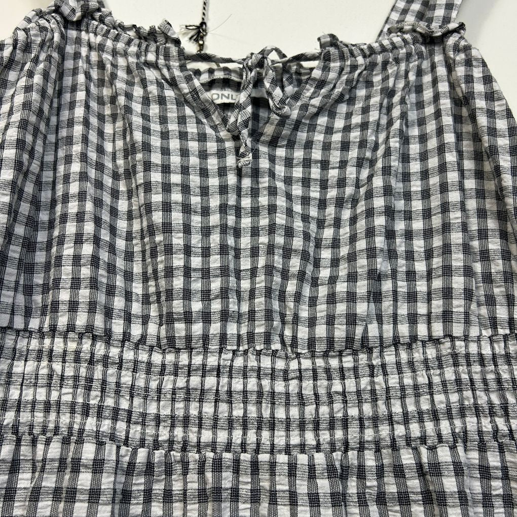 Only Black and White Check Cotton Maxi Dress - Size XL