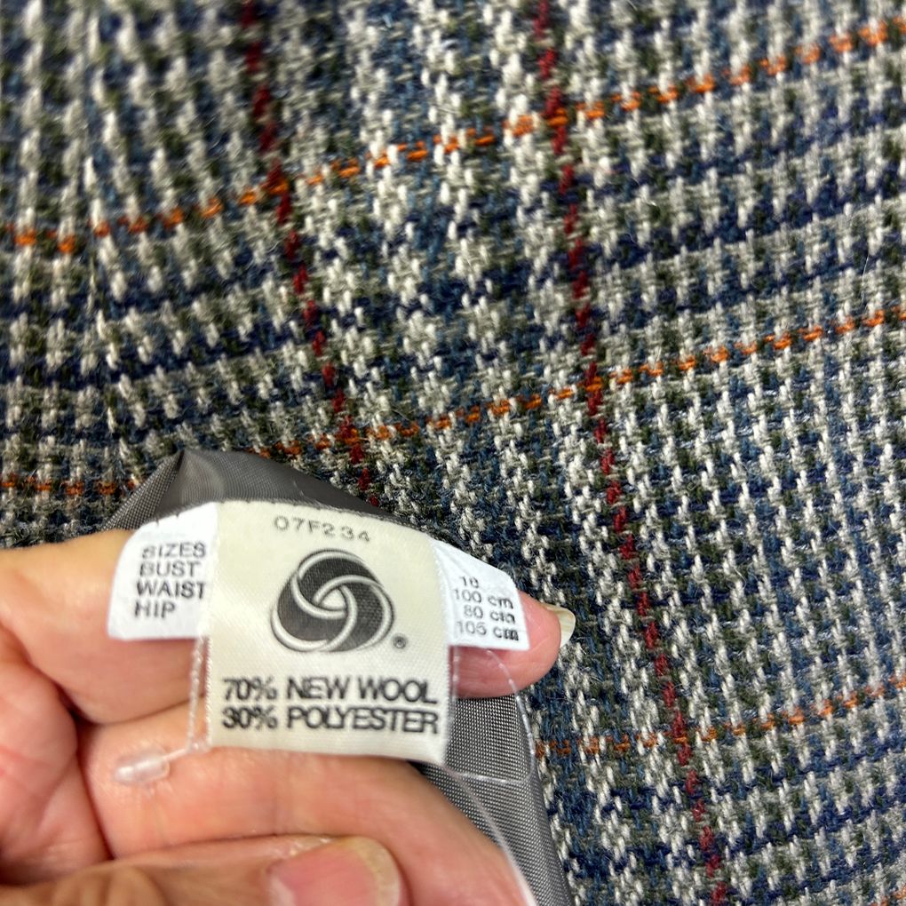 Vintage Casuals Brown Check Wool Blazer Jacket - Size 18