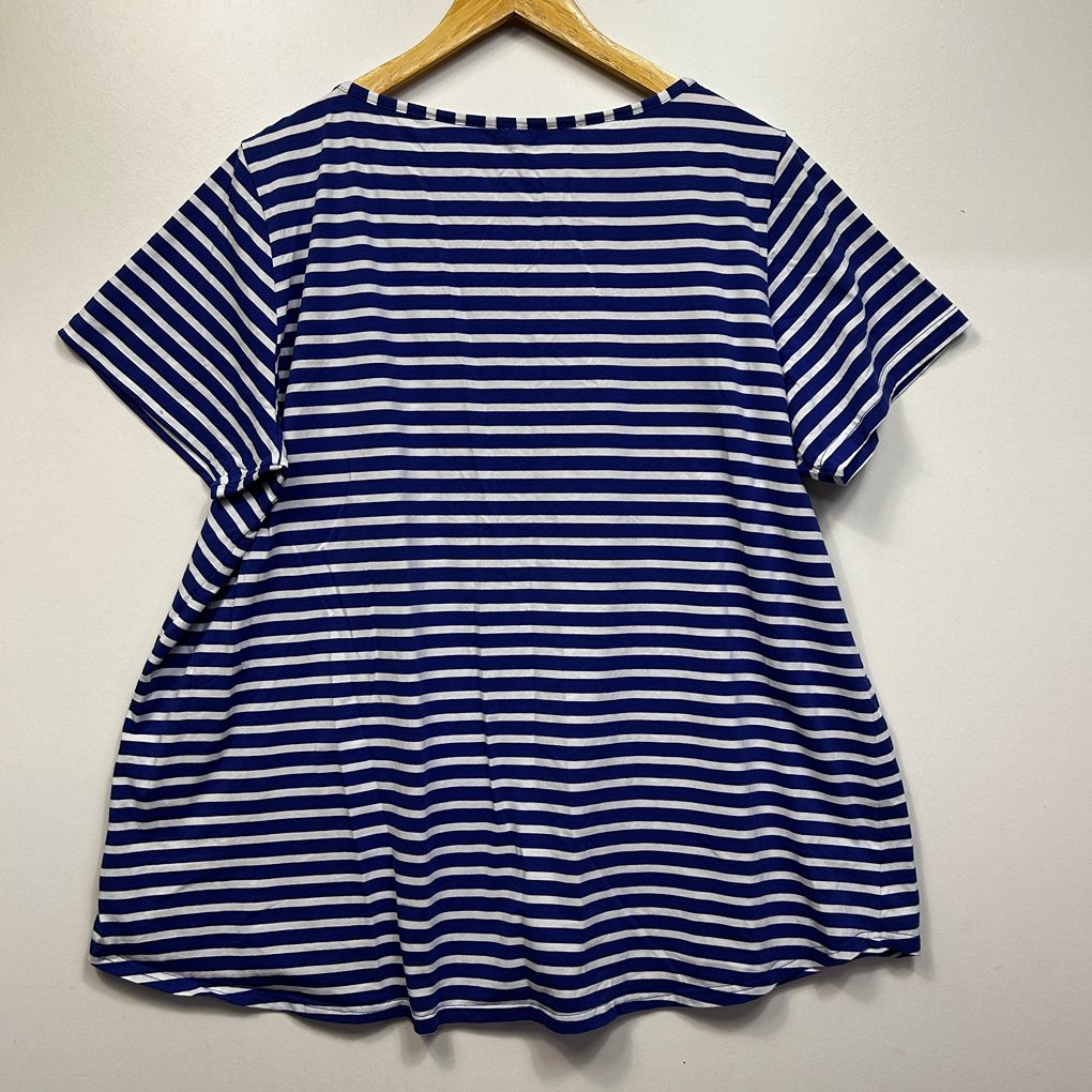 Swish Blue and White Stripe Cotton Top - Size 22