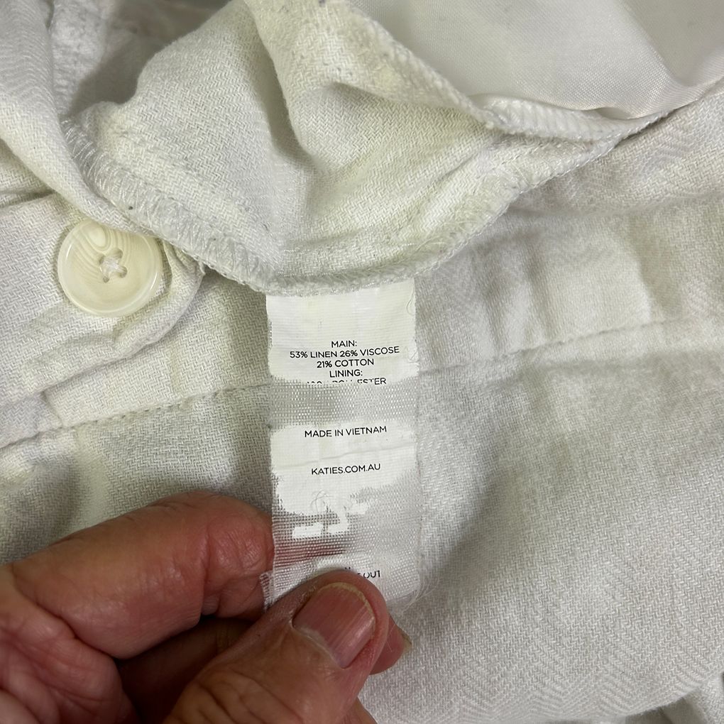 Katies White Linen Pants - Size 14
