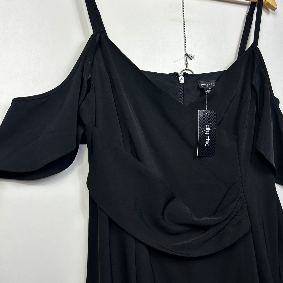 City Chic Black Cold Shoulder Cocktail Dress - Size XS/14