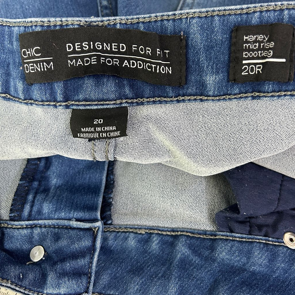 City Chic Blue Harley Mid Rise Bootleg Jeans - Size 20R