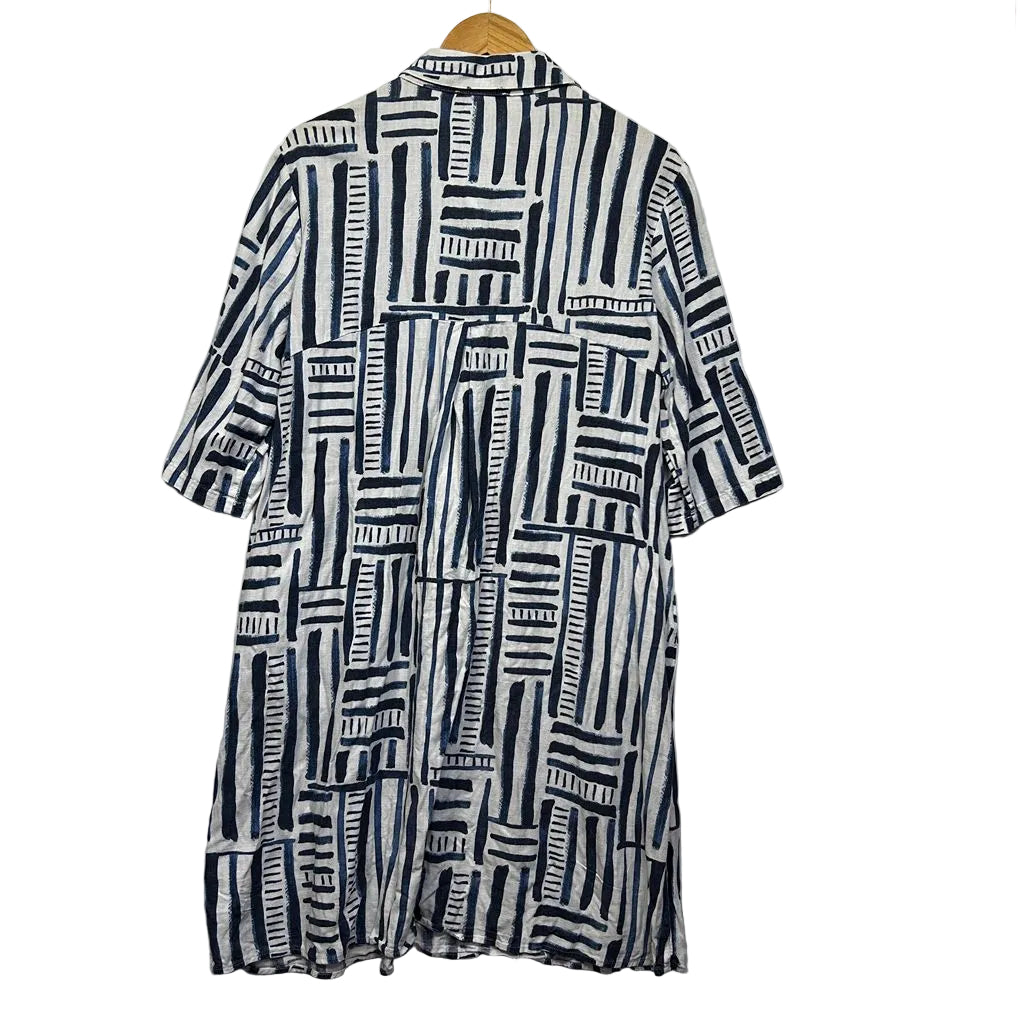 Abel The Label Navy Print Dress - Size L