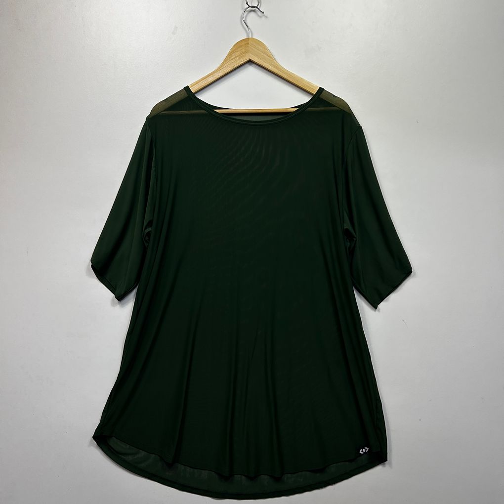 Exotica Green Plus Size Sheer Mesh Top - Size XXL