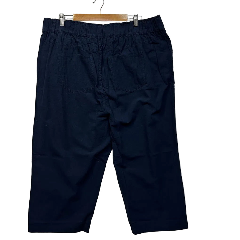 Yours Navy Plus Size Cotton Crop Pants - Size 22-24