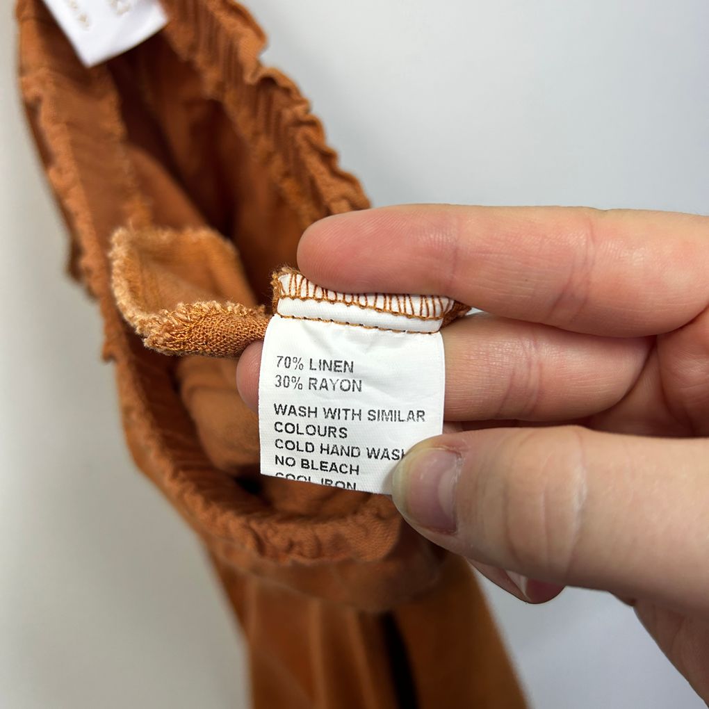 Iris Max Rust Linen Wide Leg Pants - Size 14
