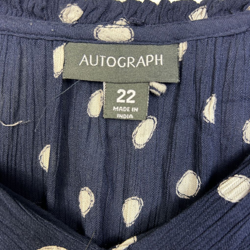 Autograph Navy Spot Maxi Dress - Size 22