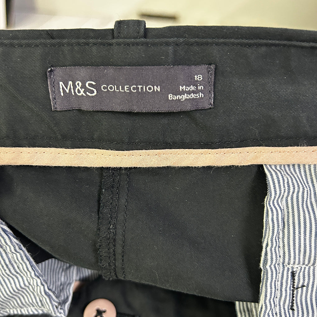 M&S Collection Black Cotton Pants - Size 18