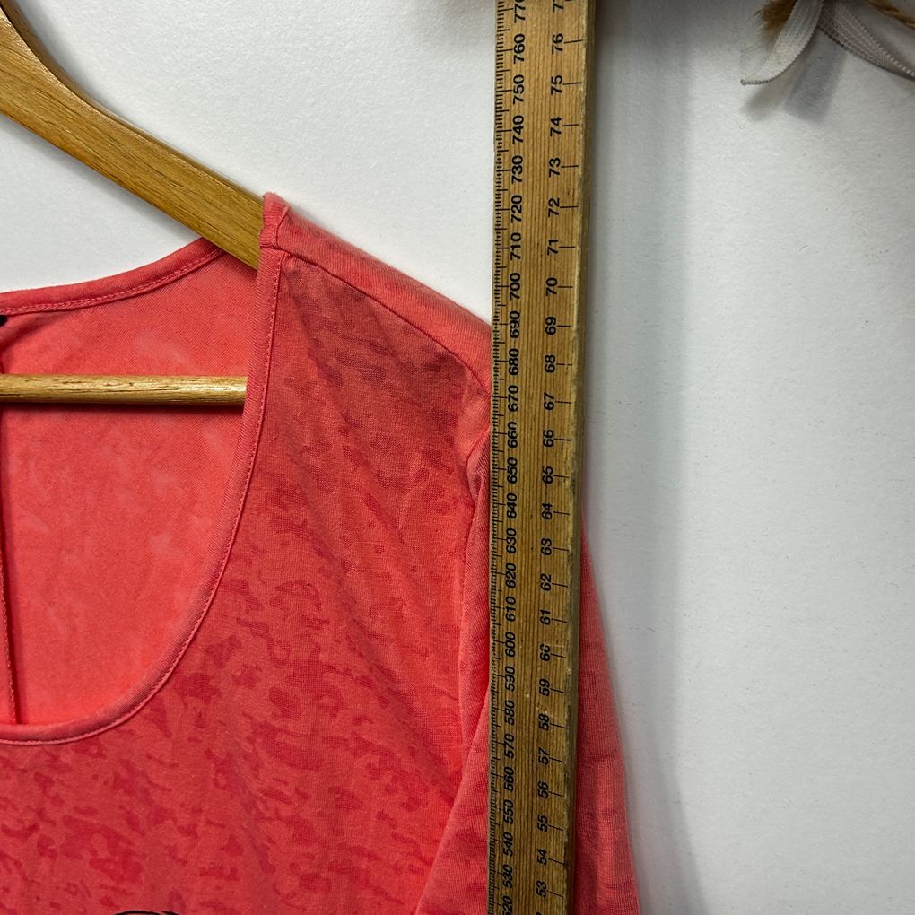 Coral Cotton Love Graphic Beaded Top - Size 16/18?