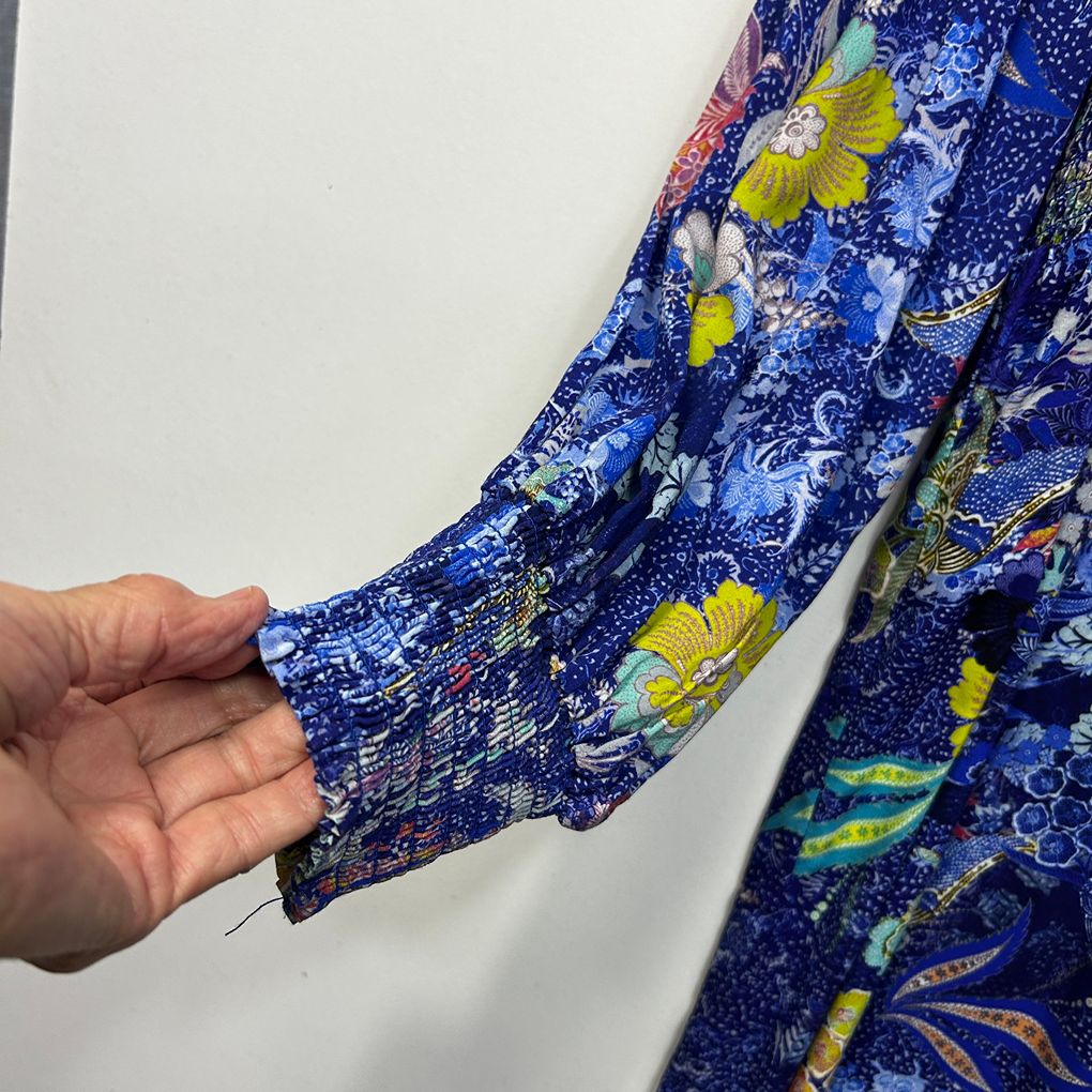 Virtuelle Blue Floral Shirred Maxi Dress - Size 20