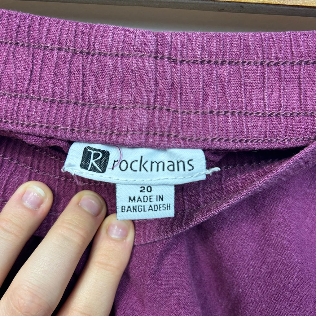 Rockmans Purple Plus Size Linen Shorts - Size 20