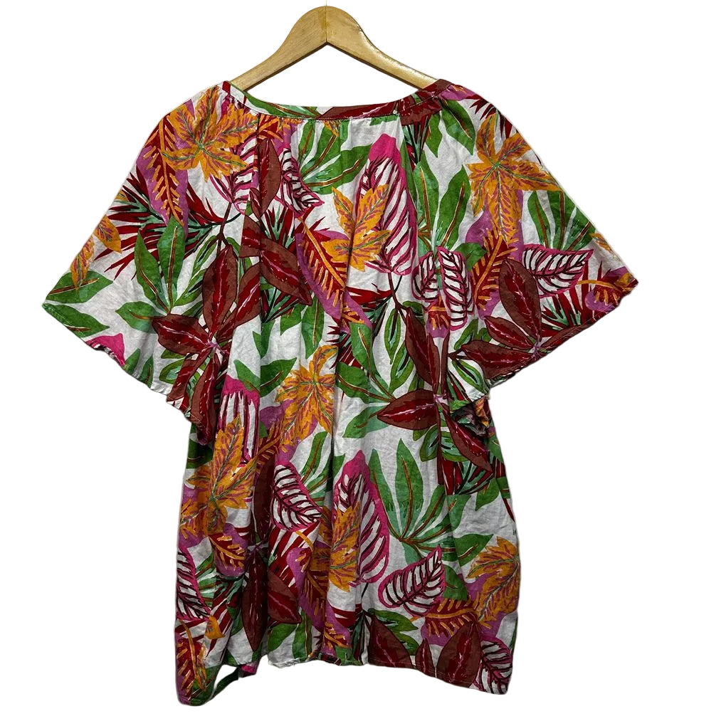 Suzanne Grae Linen Multicoloured Tropical Linen Top - Size 24