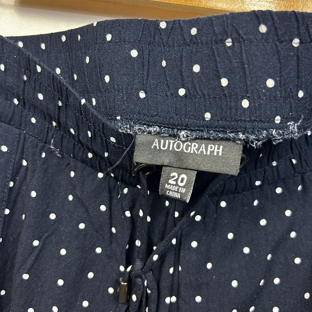 Autograph Navy Polka Dots Plus Size Pants - Size 20