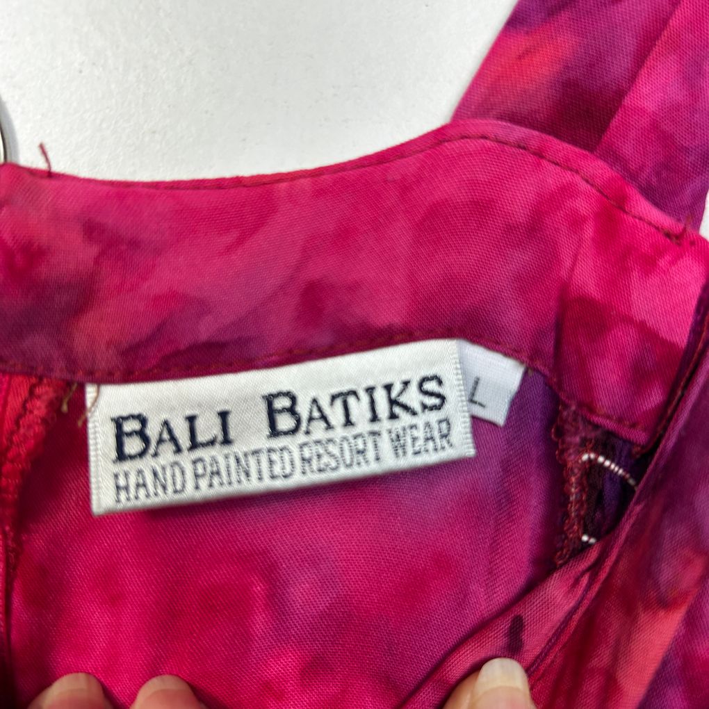 Bali Batiks Red Handprinted Maxi Dress - Size L