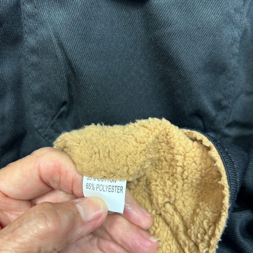 Black Sherpa Lined Cotton Unisex Jacket - Size XL