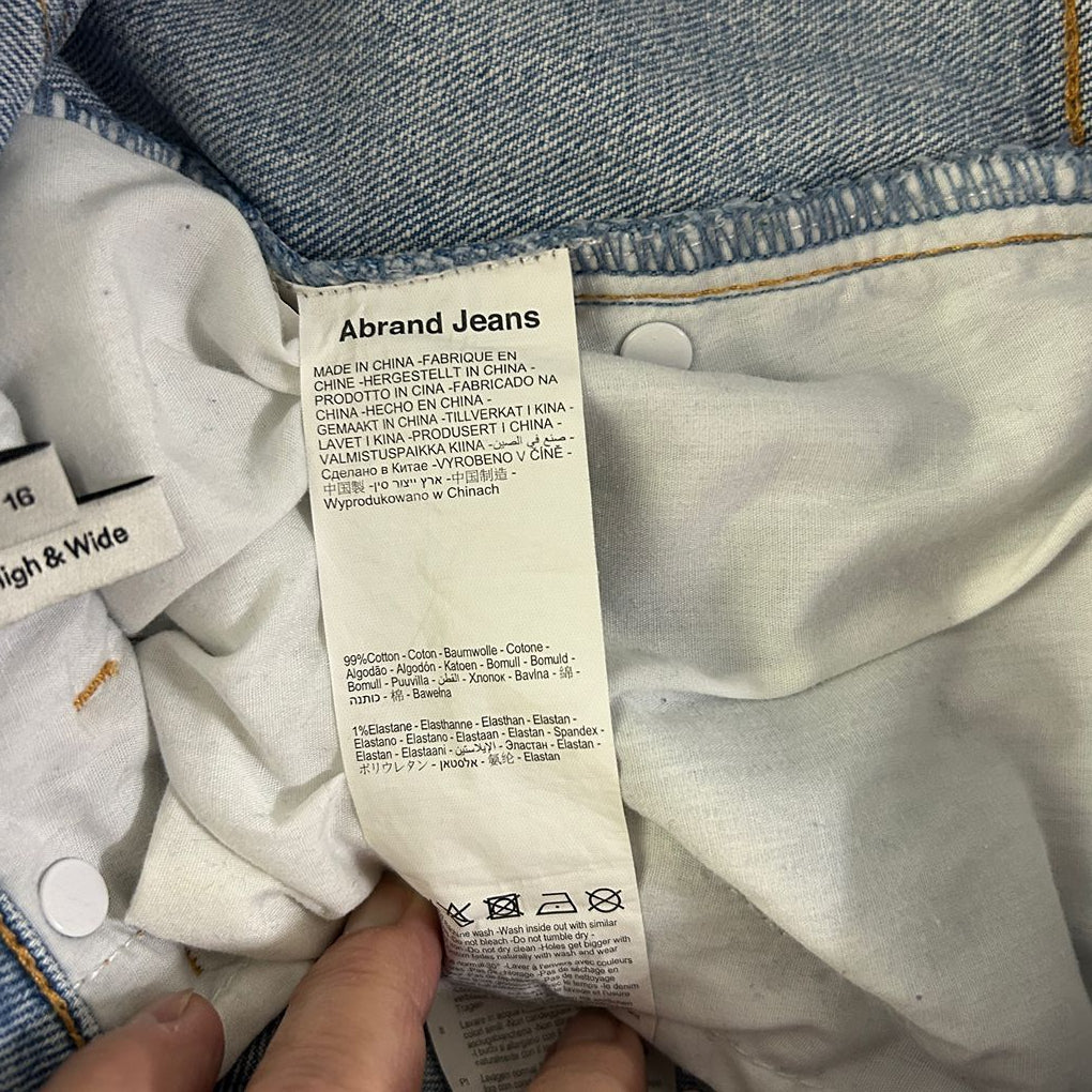 Abrand Light Blue High Rise Wide Leg Jeans - Size 16