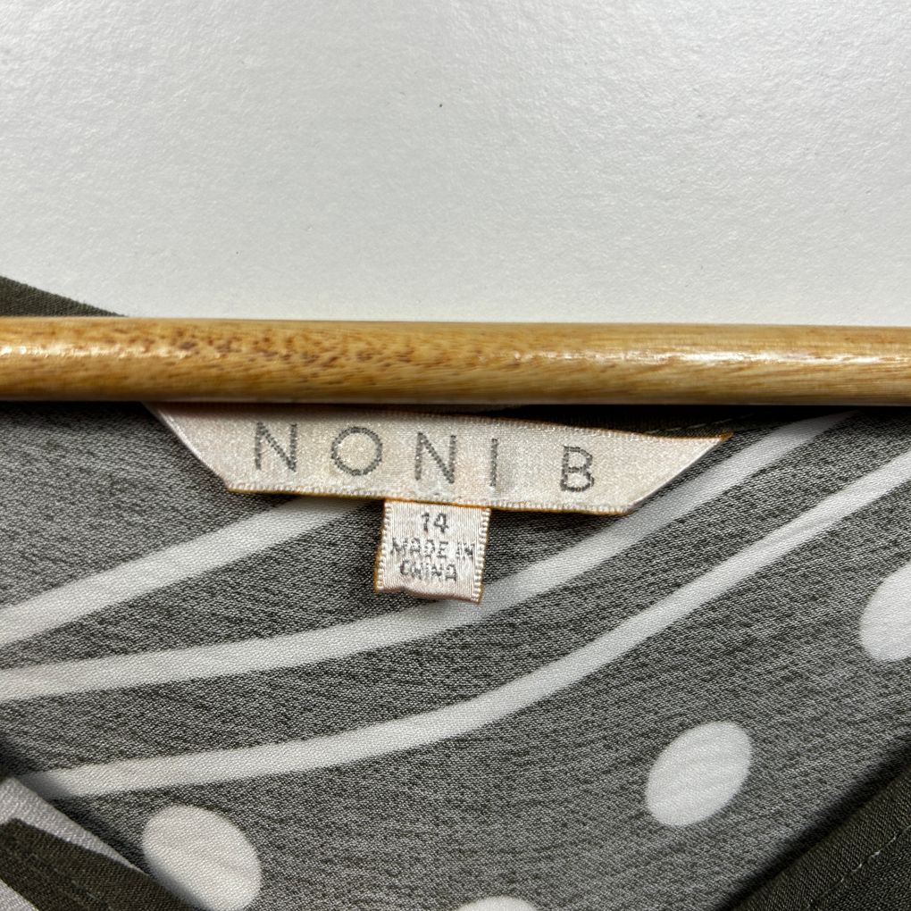 Noni B Olive Spot Print Top - Size 14