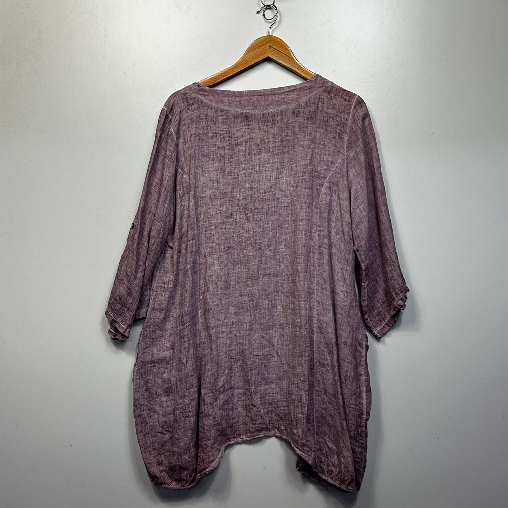 Donna Donna Purple Oversized Linen Top - Size S/M (Fit up to a 16)