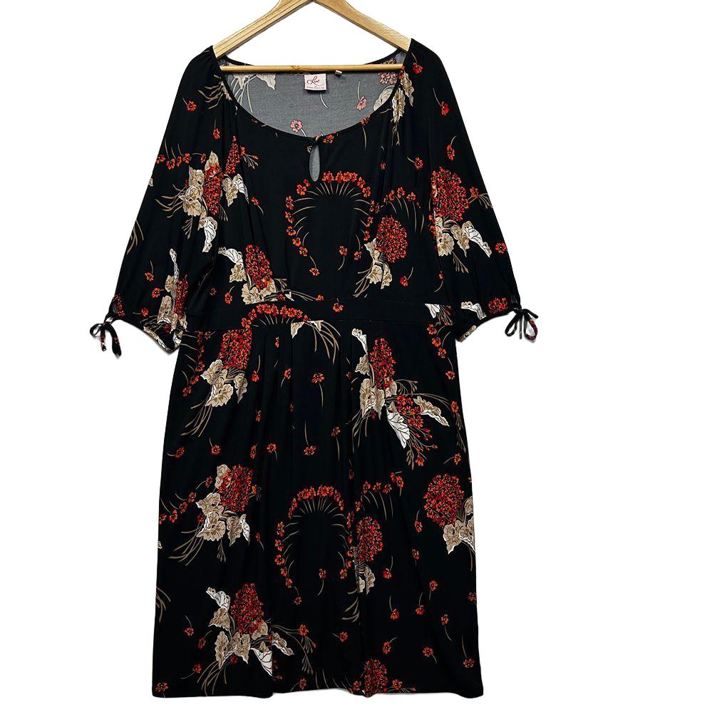 Leona Edmiston Black Floral Dress - Size 18