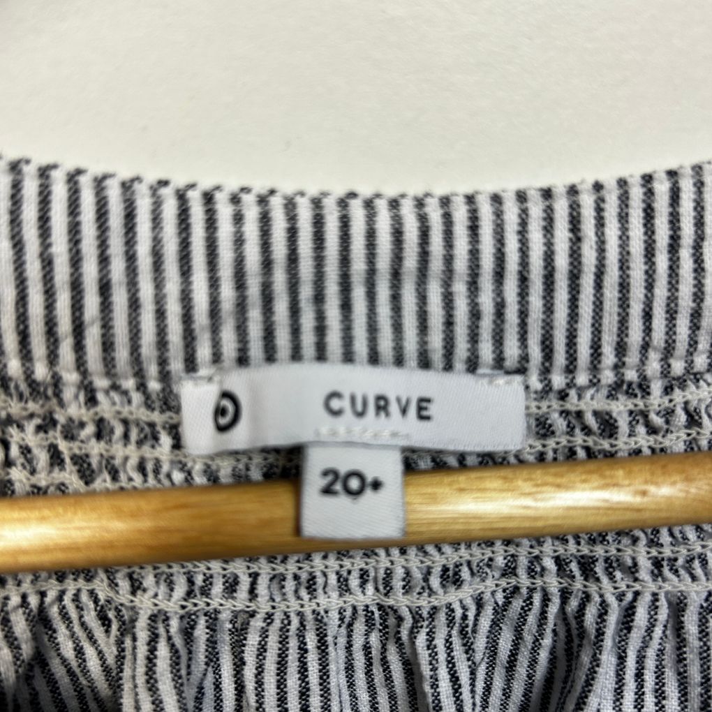 Target Navy Striped Plus Size Linen Top - Size 20