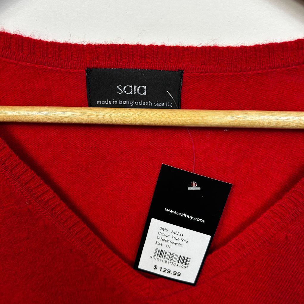 Sara Red Wool Blend Jumper - Size 1X RRP $129.99