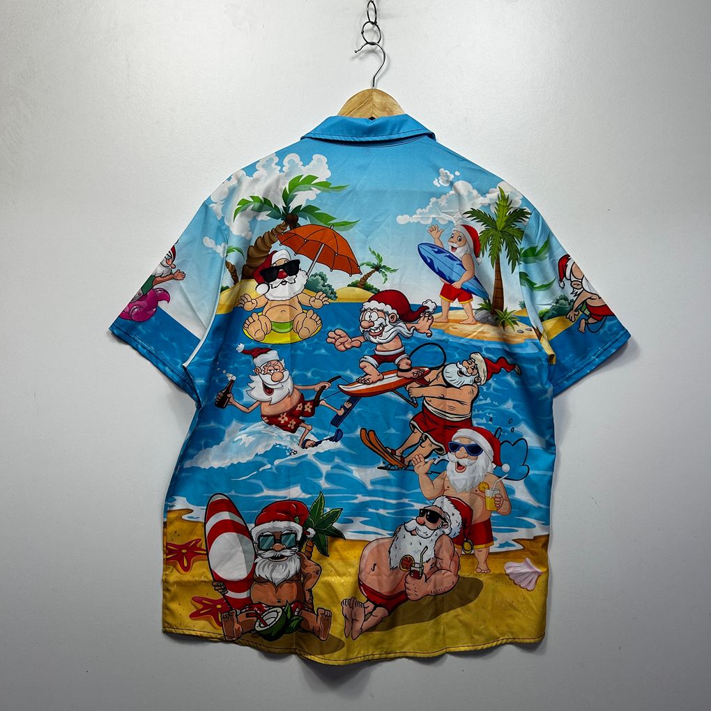 Blue Christmas Santa Mens Shirt - Size 1XL