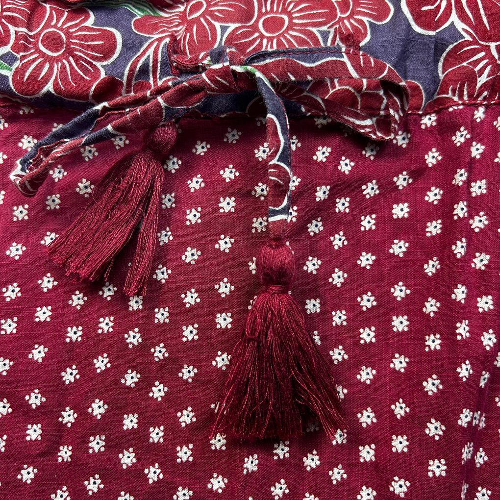 Boom Shankar Burgundy Cotton Skirt - Size 12