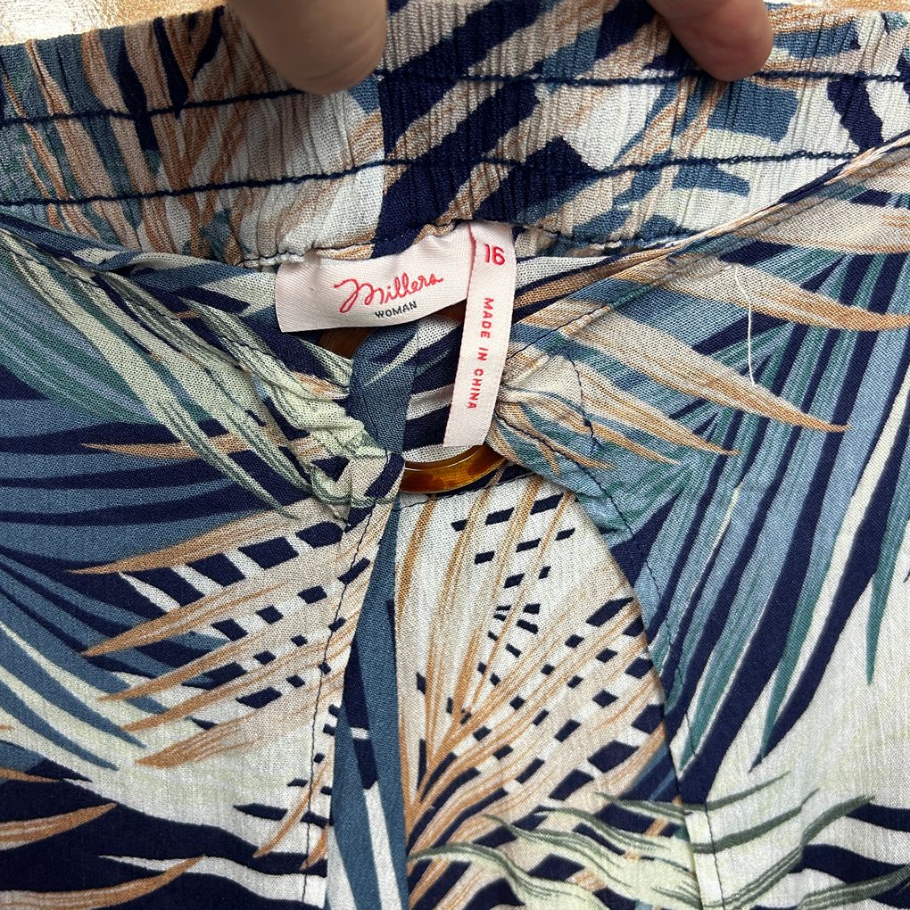 Millers Blue Palm Print Pants - Size 16