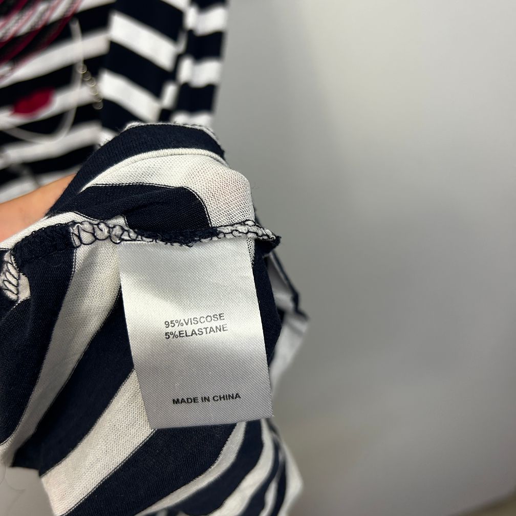 Virtuelle Black Embellished Striped Top - Size XS/14