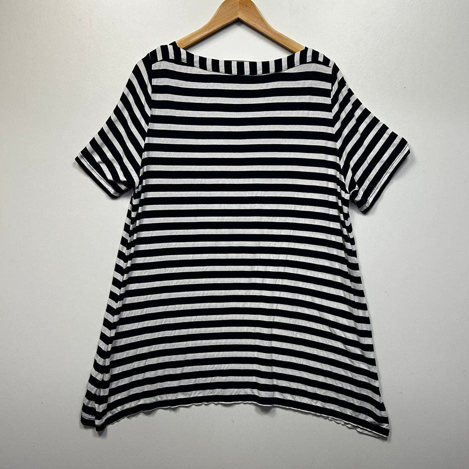 Virtuelle Black Embellished Striped Top - Size XS/14