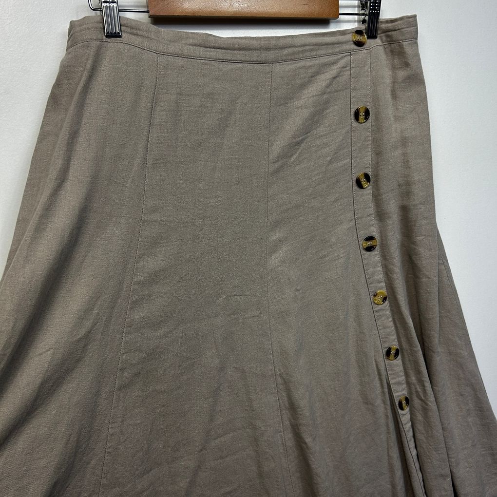 Noni Taupe Linen Skirt - Size 16