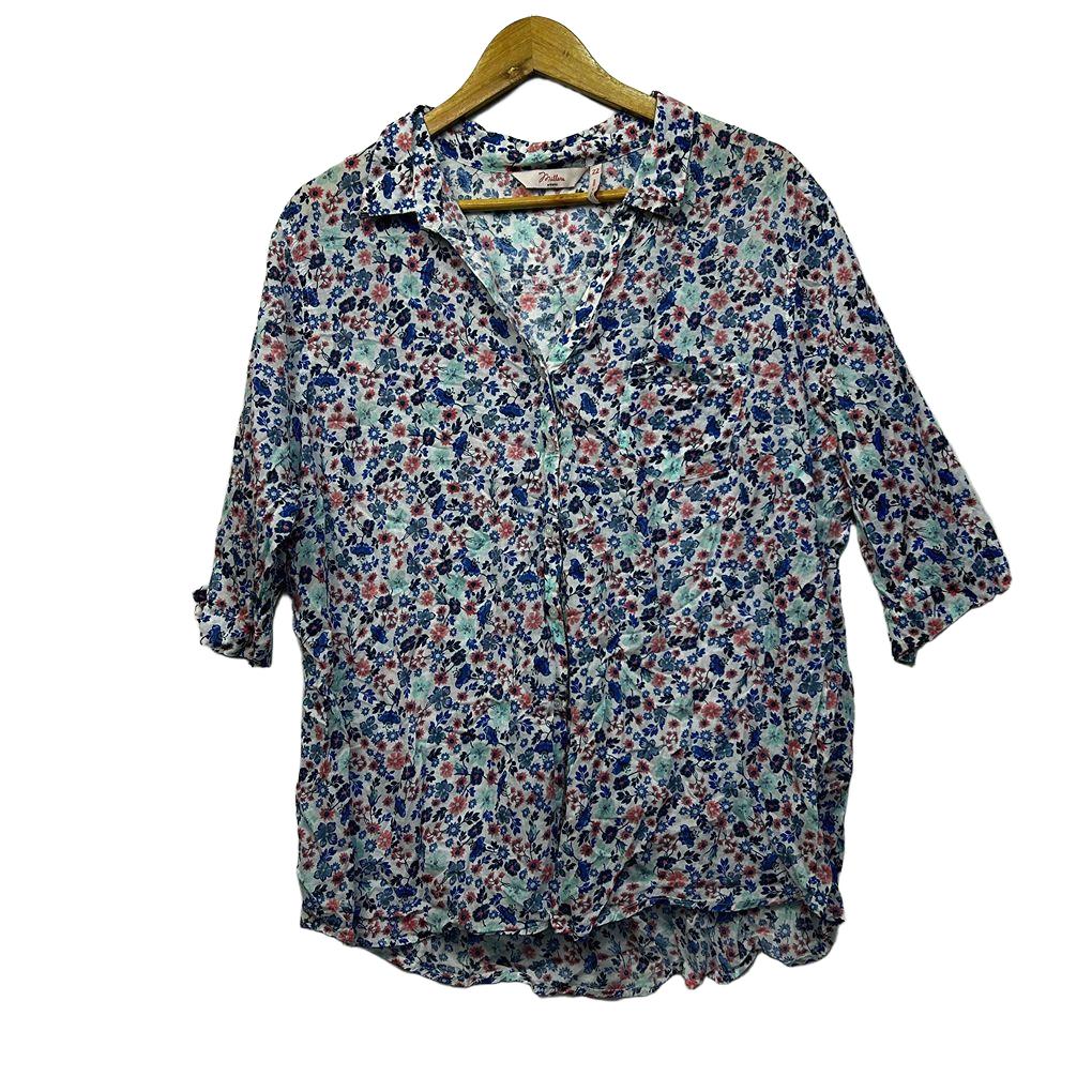 Millers Blue Floral Cotton Shirt - Size 22