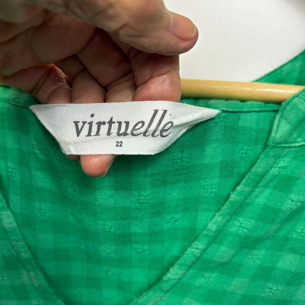 Virtuelle Green Check Cotton Top - Size 22