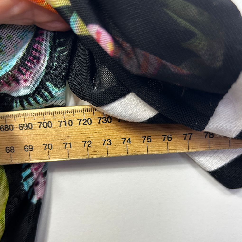 Taking Shape Black Mesh Sheer Multicoloured Floral Tunic Top - Size 20/22