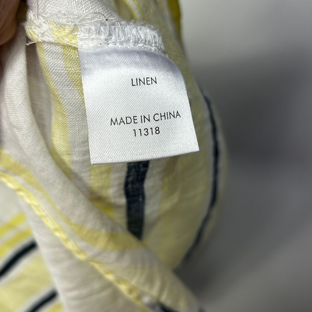 Suzanne Grae Yellow Striped Plus Size Linen Top - Size 18