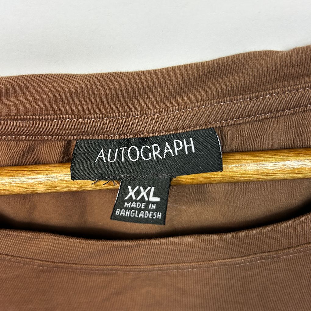 Autograph Brown Sequin Cotton Top Tee - Size 24/XXL