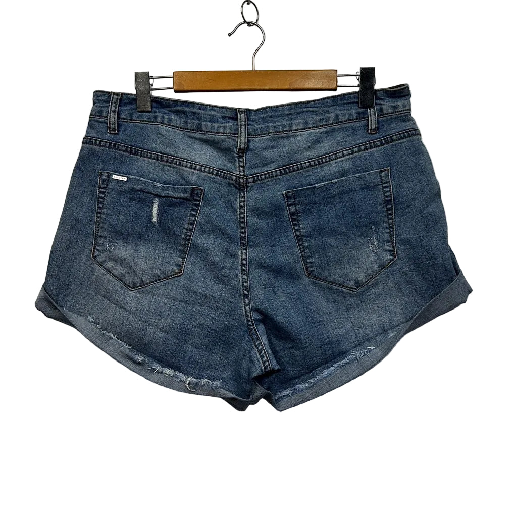 City Chic Harley Mid Rise Blue Denim Shorts - Size 14