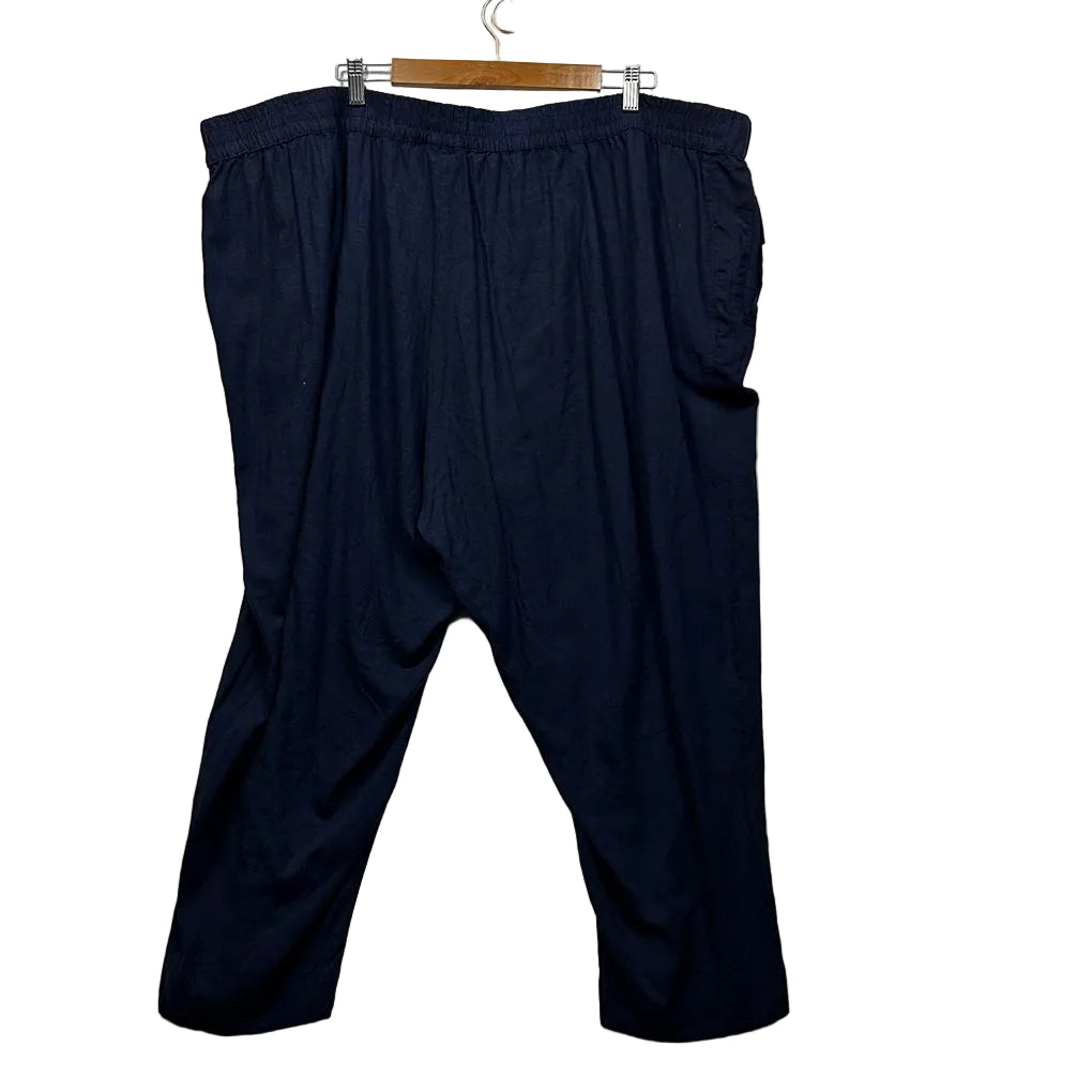 Autograph Navy Linen Pull On Pants - Size 30