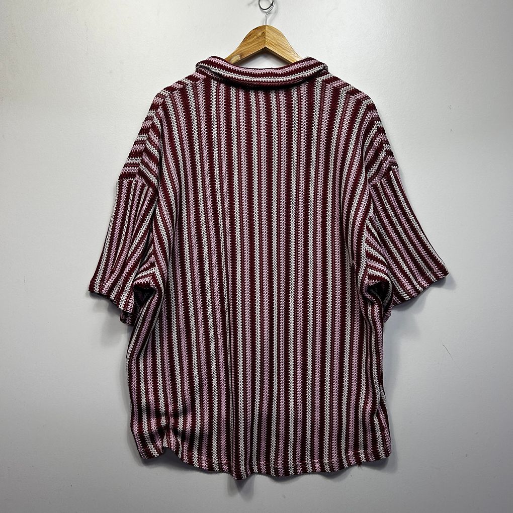 Cotton On Body Burgundy Striped Cotton Knit Shirt - Size XL