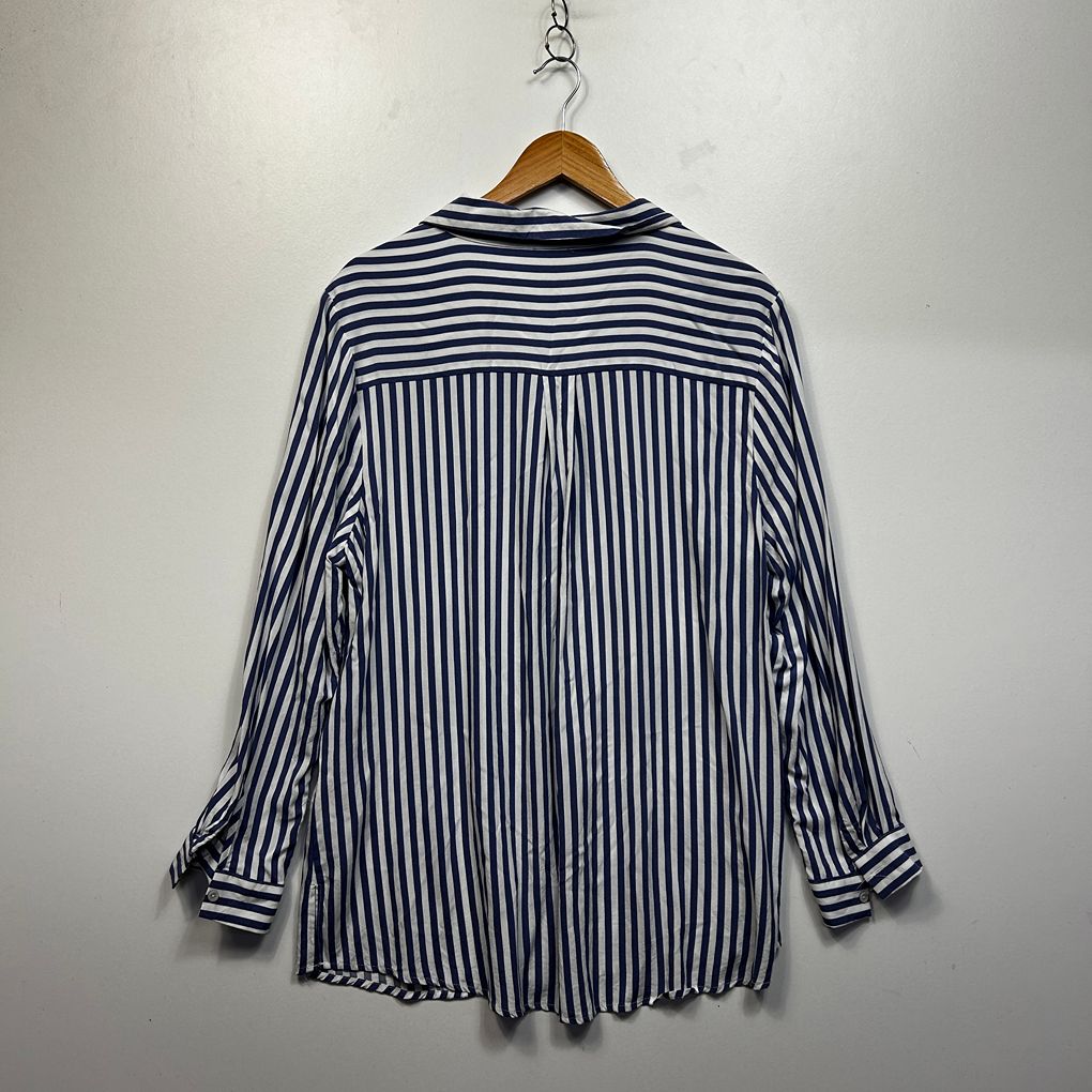 Suzanne Grae Navy Striped Plus Size Shirt - Size 18