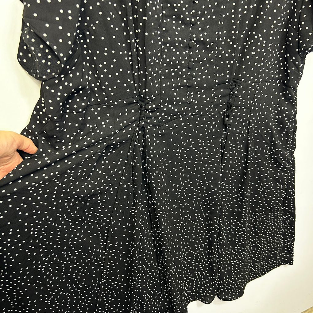 City Chic Black Plus Size Spot Dress - Size XL/22