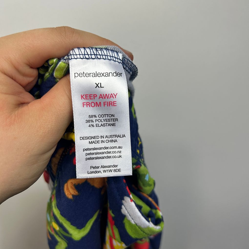 The Grinch Peter Alexander Navy Christmas Cotton Pyjama Mens Shorts - Size XL