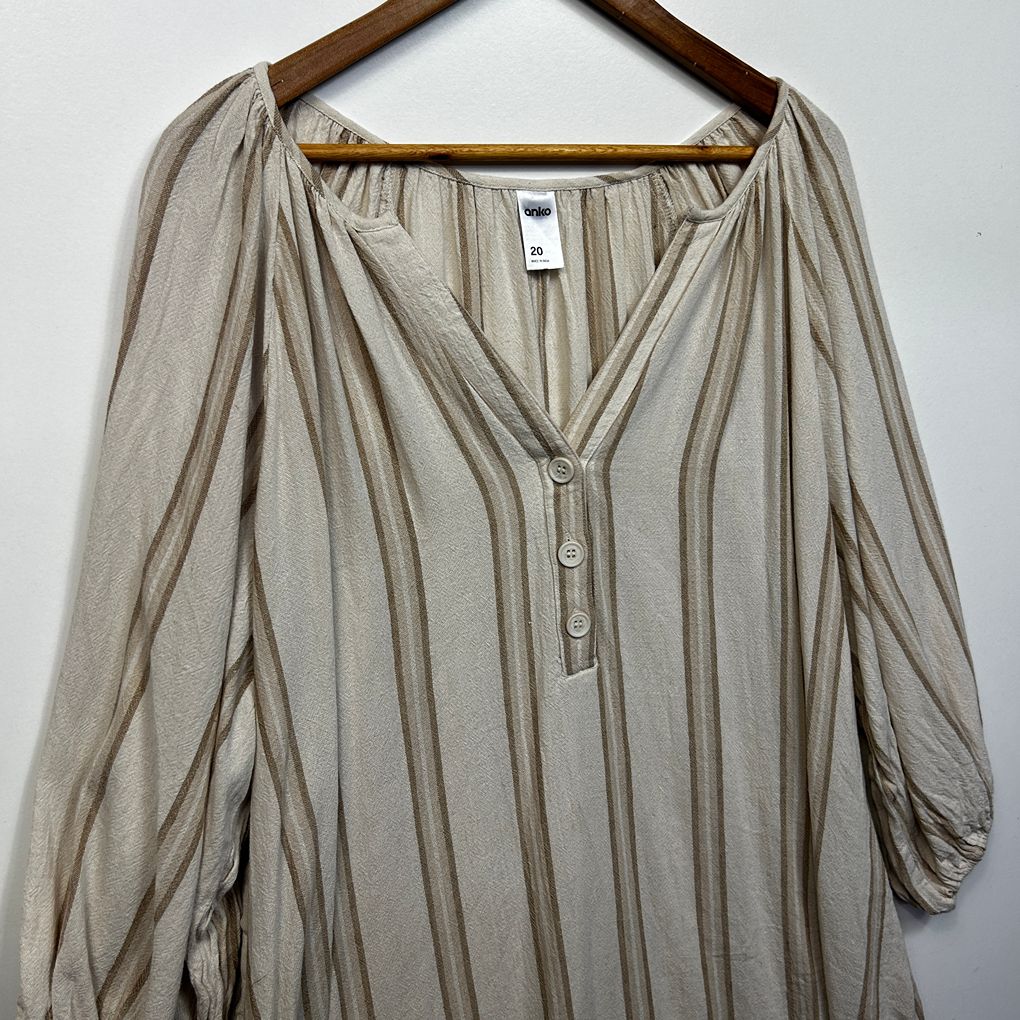 Anko Beige Plus Size Linen Dress - Size 20