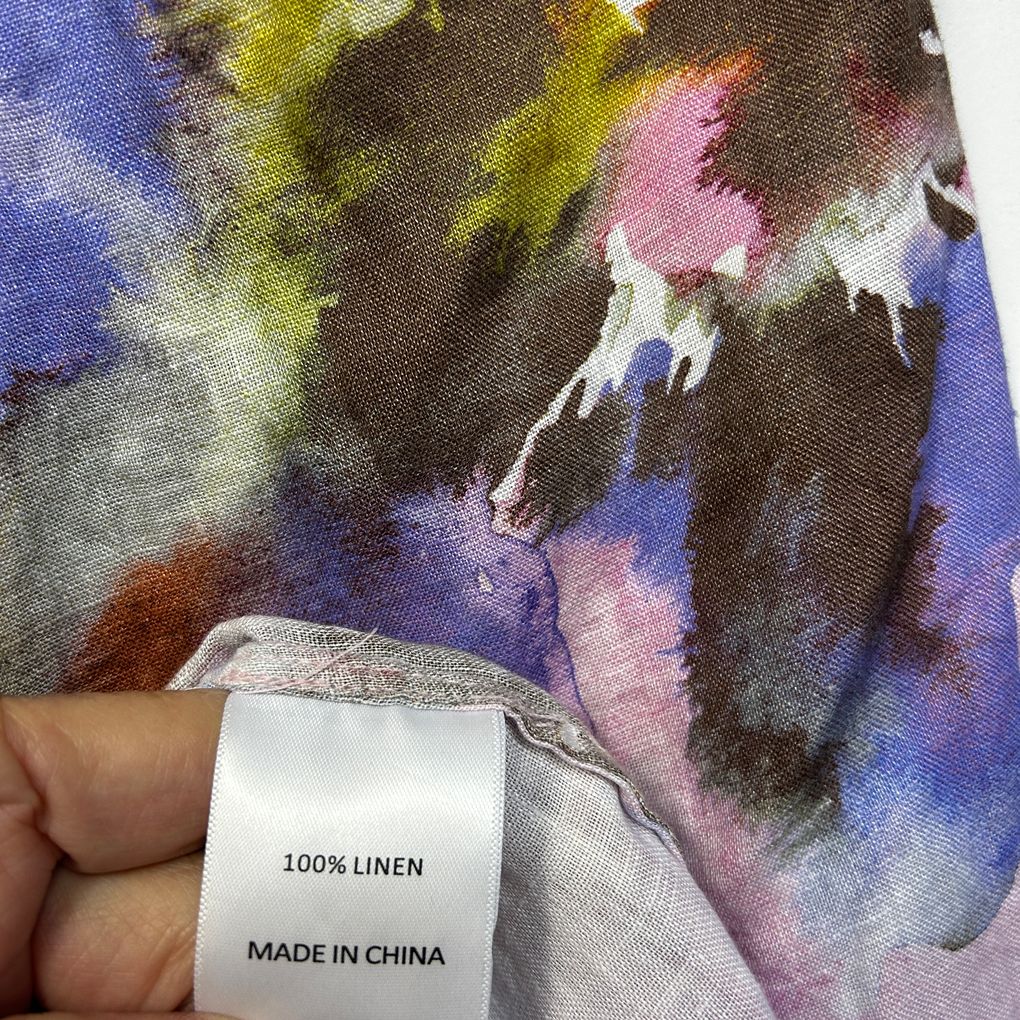 Sussan Multicoloured Floral Linen Top - Size 18